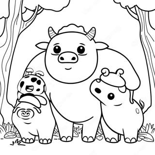 Page à colorier d'Appa avec des amis | Page de coloriage Appa