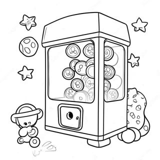 Page à colorier Machine à griffes colorée avec des jouets | Page de coloriage Machine à griffes