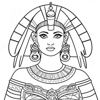 Page à colorier Cléopâtre élégante avec couronne | Page de coloriage Cléopâtre