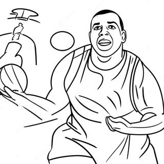 Page à colorier de basket-ball de Magic Johnson | Page de coloriage Magic Johnson