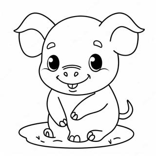 Page à colorier de mignon petit cochon | Page de coloriage Porcinet