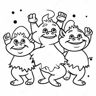Page à colorier Trolls Colorés Dansant | Page de coloriage Trolls 3