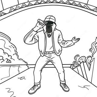 Page à colorier Pop Smoke en Performance sur Scène | Page de coloriage Pop Smoke