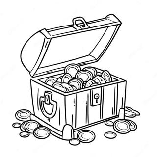 Page à colorier Coffre au Trésor de Pièces d'Or | Page de coloriage Pièces d'or