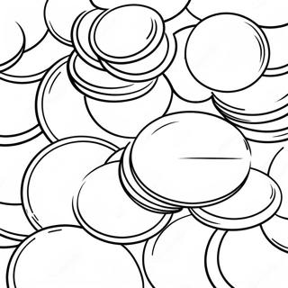 Page à colorier Tas de Pièces d'Or Brillantes | Page de coloriage Pièces d'or