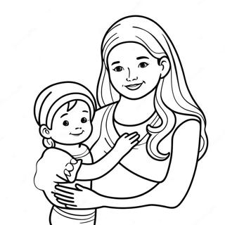 Page à colorier de Maman douce et enfant | Page de coloriage J'aime Maman