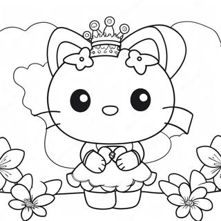Page à colorier de Hello Kitty Fée avec des Ailes Étincelantes | Page de coloriage Fée Hello Kitty