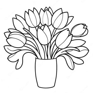 Page à colorier d'un Bouquet de Tulipes Élégant | Page de coloriage Tulipe réaliste