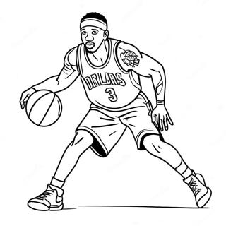 Page à colorier d'Allen Iverson en Dribble | Page de coloriage Allen Iverson