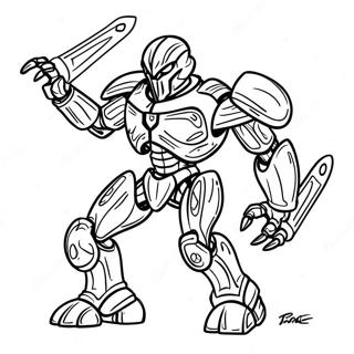Page à colorier héros Bionicle en action | Page de coloriage Bionicle