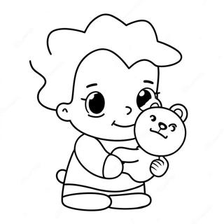 Mignonne Maggie Simpson avec un ours en peluche Page à colorier | Page de coloriage Maggie Simpson
