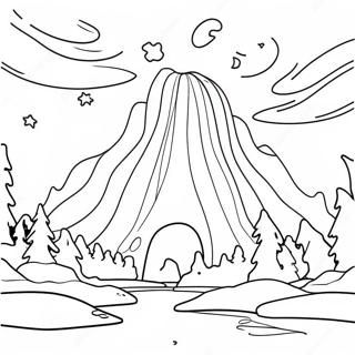 Page à colorier magique de l'Aurore Boréale | Page de coloriage Aurora