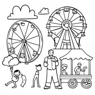 Page à colorier activités amusantes de la foire du comté | Page de coloriage Foire de Comté