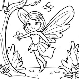 Fée noire élégante dans une forêt magique à colorier | Page de coloriage Fée Noire