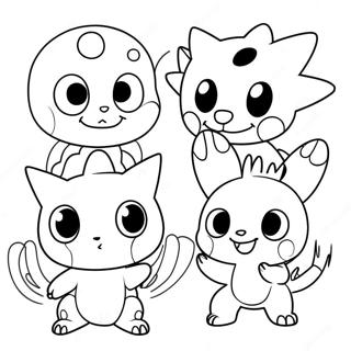 Page à colorier de personnages Digimon mignons | Page de coloriage Digimon