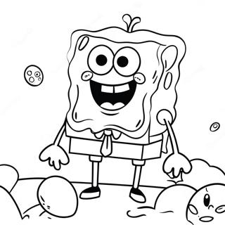 Page à colorier de SpongeBob avec des œufs colorés | Page de coloriage SpongeBob Pâques