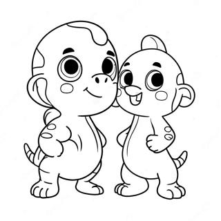 Page à colorier avec des personnages Deviner mignons | Page de coloriage Deviner