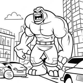 Page à colorier de la destruction de la ville Rampage | Page de coloriage Rage