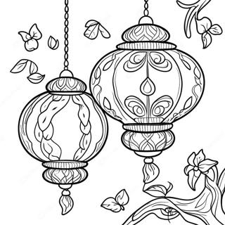 Page à colorier des lanternes emmêlées | Page de coloriage Lanternes Enchevêtrées