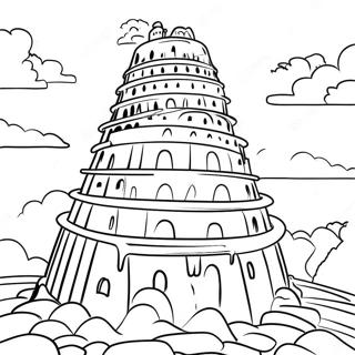 Page à colorier de la tour de Babel | Page de coloriage Tour de Babel