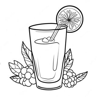 Page à colorier d'un verre de jus | Page de coloriage Jus