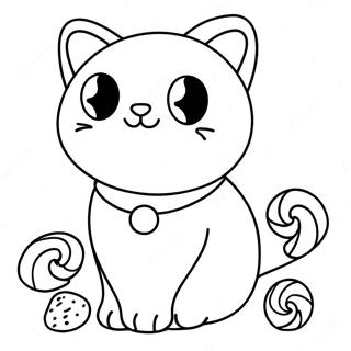 Chat bonbon à colorier | Page de coloriage Chat Bonbon