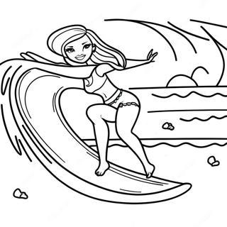 Page à Colorier Aventure de Surf Malibu Barbie | Page de coloriage Barbie Malibu