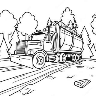 Page à colorier Scène de Déforestation | Page de coloriage Exploitation forestière