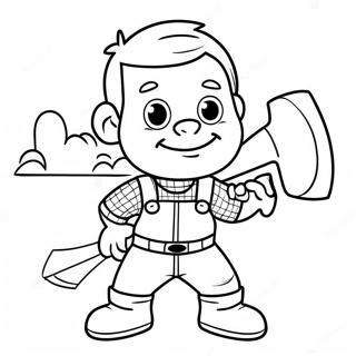 Page à colorier de mignon bûcheron avec une hache | Page de coloriage Exploitation forestière