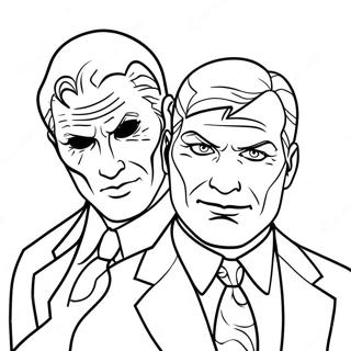 Page à colorier du méchant Double-Face | Page de coloriage Double Face