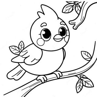 Page à colorier de mignon oiseau bleu assis sur une branche | Page de coloriage Merle bleu