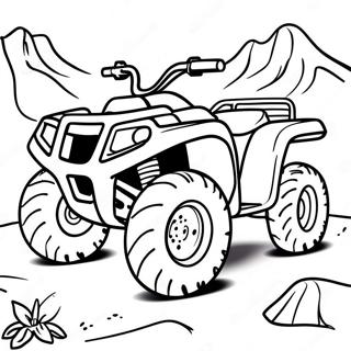 Page à colorier d'aventure tout-terrain en quatre roues | Page de coloriage Quad