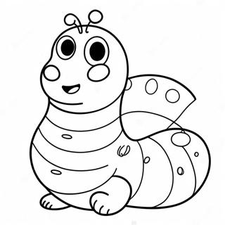 Page à colorier d'un ver de dessin animé mignon | Page de coloriage Pages Ver