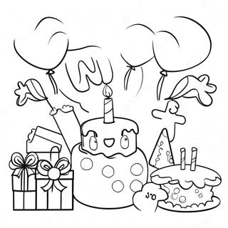 Page à colorier de la fête d'anniversaire amusante du 7ème | Page de coloriage 7ème Anniversaire