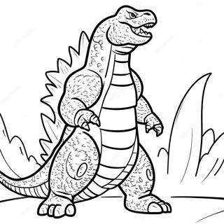 Page à colorier Godzilla réaliste | Page de coloriage Godzilla réaliste