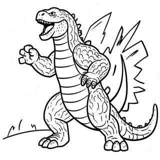 Page à colorier Godzilla rugissant férocement | Page de coloriage Godzilla réaliste