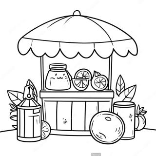 Page à colorier d'un stand de limonade | Page de coloriage Stand de Limonade