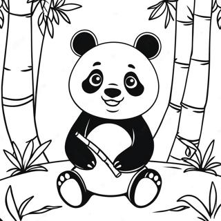 Panda Mignon dans une Forêt de Bambou à Colorier | Page de coloriage Chine