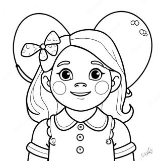 Page à colorier d'Annie avec des ballons colorés | Page de coloriage Annie