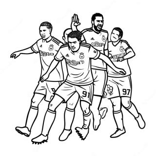 Page à colorier des joueurs LAFC en action | Page de coloriage Logos LAFC