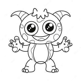 Page à colorier d'un monstre mignon et drôle avec de grands yeux | Page de coloriage Monstre Mignon