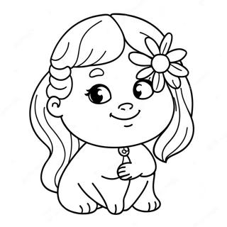 Coloriage de Madison mignonne avec une fleur | Page de coloriage Madison