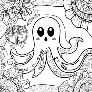 Coloriage de fantôme Zentangle d'Halloween | Page de coloriage Zentangle d'Halloween