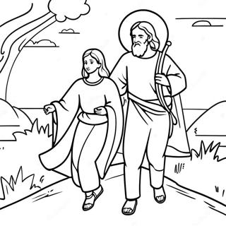 Coloriage du voyage chrétien et fidèle | Page de coloriage Le Progrès du Pèlerin