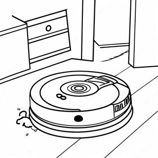 Page à colorier Roomba nettoyant le sol | Page de coloriage Roomba