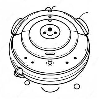 Page à colorier mignonne Roomba avec un sourire | Page de coloriage Roomba