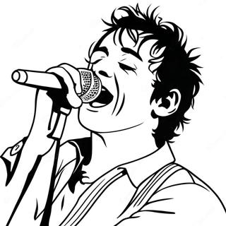Page à colorier Billie Joe Armstrong chantant | Page de coloriage Jour Vert