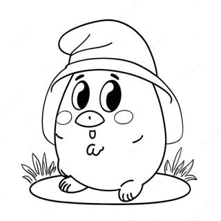 Page à colorier mignon Pou avec un chapeau | Page de coloriage Pou