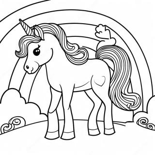 Page à colorier Licorne Afro Magique dans un Arc-en-ciel | Page de coloriage Licorne Afro
