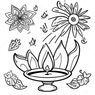 Page à colorier du festival de Diwali | Page de coloriage Diwali